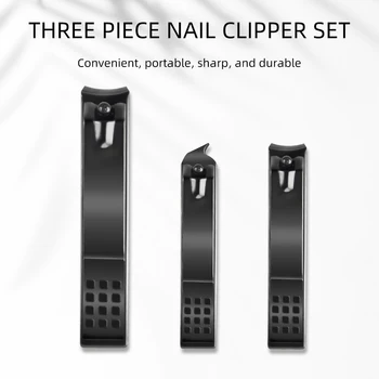 3Pcs/Komplekts Nagu Clipper Set Black Sadzīves Nagu Knaibles Vīriešiem Un Sievietēm Universālā Pedikīra Instrumentus Vienkāršu Portatīvo Nagu Rīki