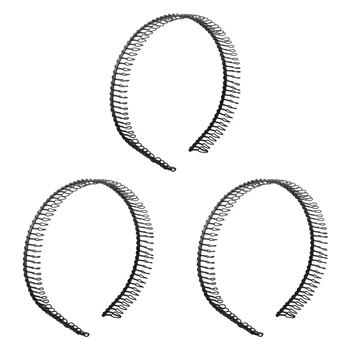 3X Metāla Zobu Ķemme Hairband Matu Stīpu ap Galvu stiprināmas Melnā Sieviete