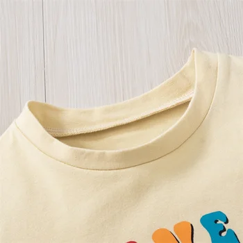 Bērnu Zēniem Bikses Kopa ar Īsām Piedurknēm Apkalpes Kakla Burtiem Drukāt T-krekls ar Biksēm Vasaras Apģērbs