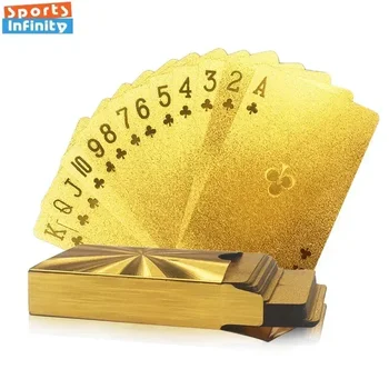 Zelta Folija Kāršu Zelta Plastikāta Ūdensnecaurlaidīga PVC Pokera Kārtis Puse Spēles Karti Creative Zelta Poker Texas Kāršu galda Spēle